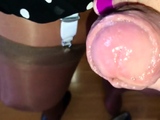 Sissy in Layered Nylons Uses Glory Hole