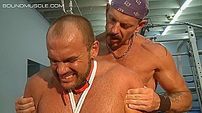 BoundMuscleJocks: Colin Steele Torments Jessie Balboa With Crop Electro And Ball Crusher